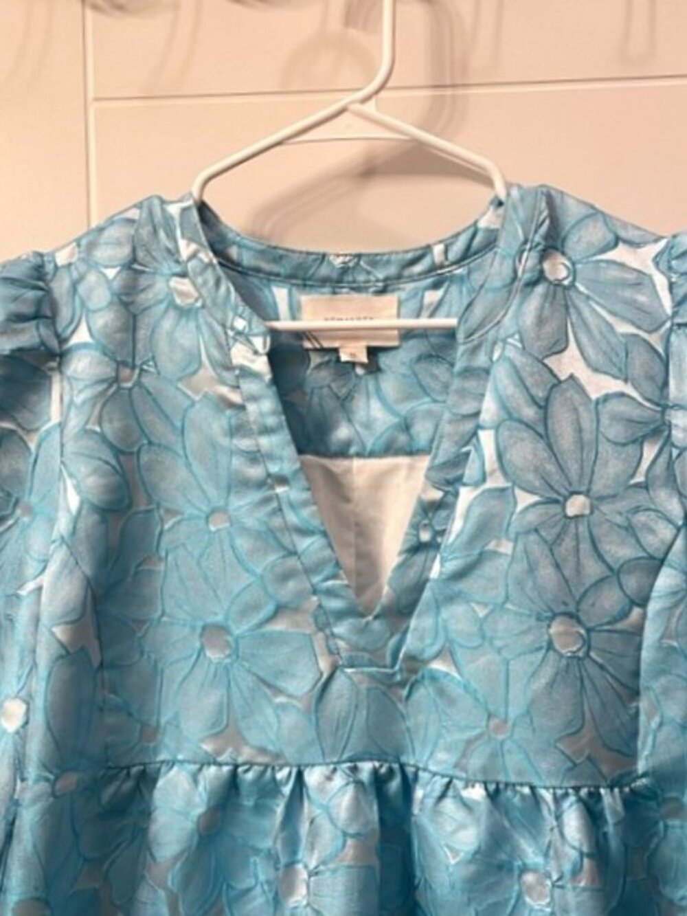 Tuckernuck Pomander Place Blue Daisy Jacquard Kenzo Dress Size XL - Picture 6 of 16